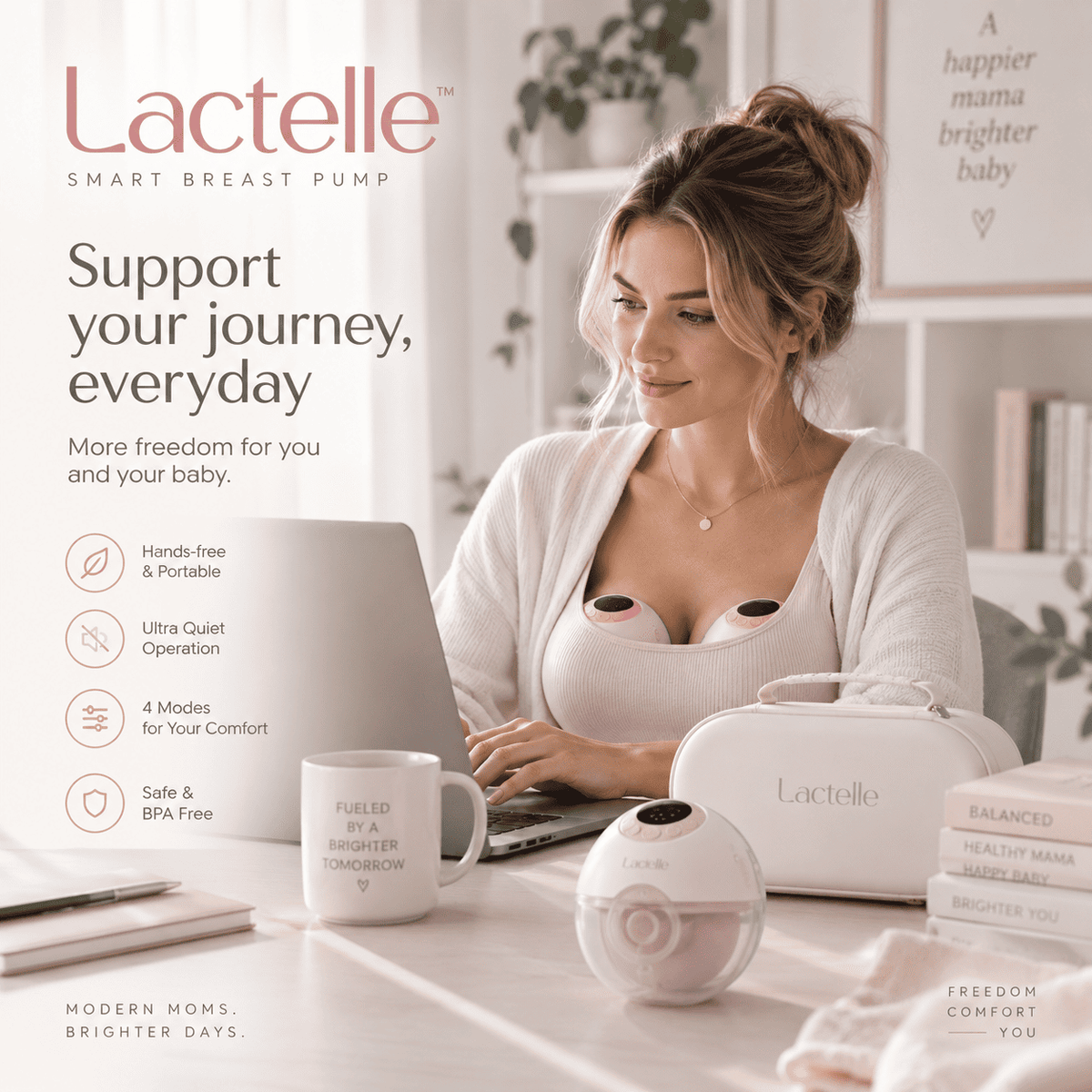 Lactelle Wearable Breast Pump – Hands-Free, 4 Modes, Rechargeable